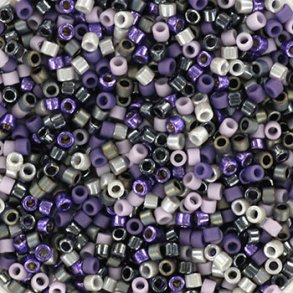 Delica seed beads, Glasperlen, Mix64, Purple rain, 6-Farben, Größe #11, 5,2g