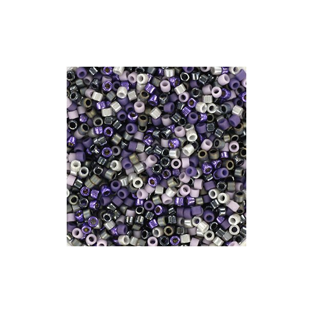 Delica seed beads, Mix64, Purple rain, 6-color mix, size #11, 5.2 grams