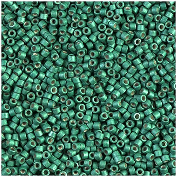 Delica, size #11, matted, dark mint green, galvanized, 5,2 g.