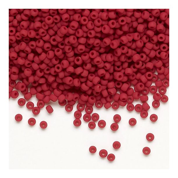 Matsuno seed bead #11, mattiert, dark red, opaque, 2x1.6mm, 40gr, ca. 4100 pcs, 