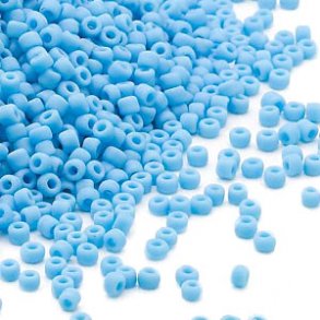 Matsuno Rocailles, #11, mattiert, hell blau, opak, 2x1,6 mm, 10gr, ca. 1200stck
