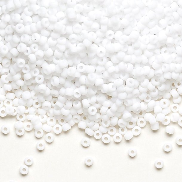Matsuno seed bead #11, white, opaque, 2x1.6mm, 40gr, ca. 4100pcs, 