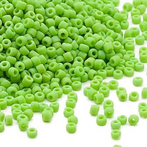 Matsuno Rocailles, #11, mattiert, lime grün, opak, 2x1,6 mm, 10gr, ca. 1200stck