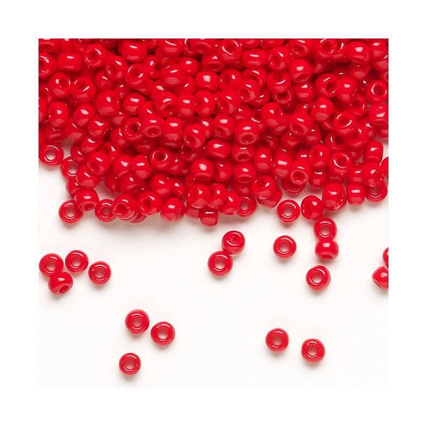 Glass bead, seed bead, size #8, red, 3x2mm, 40 g