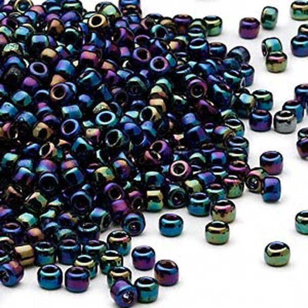 Glass bead, seed bead, size #8,  rainbow, 3x2mm, 40 g