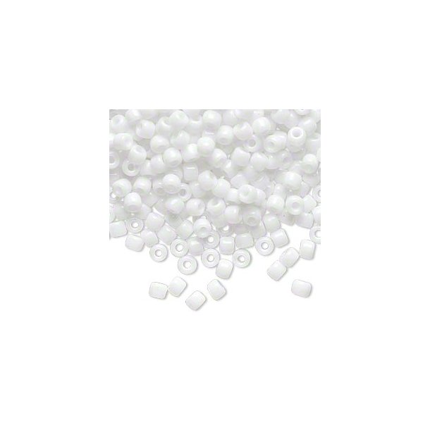 Glass bead, Matsuno seed bead (6/0), opaque, white, 4x3mm, 680pcs, 40gr
