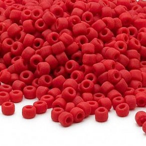 Matsuno seedbead (6/0), opak, matteret, rd, 680 stk, 40gr.