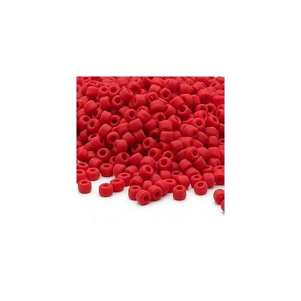 Matsuno seed bead (6/0), opaque, matte, red, 680pcs, 40gr.