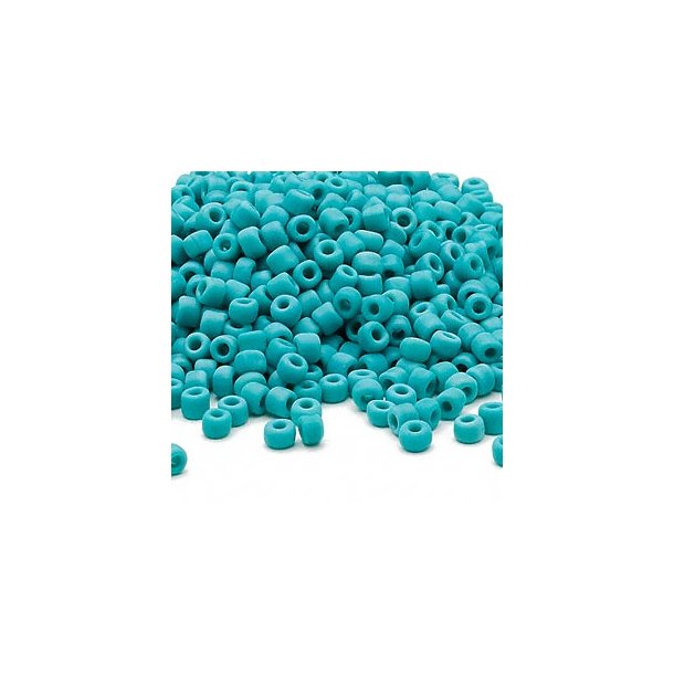 Matsuno seed bead (6/0), opaque matte turquoise blue, ca. 680pcs, 40gr.