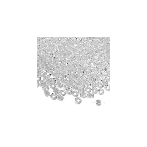 Glass bead, Matsuno seed bead (8/0), transparent, 3x2mm, 700pcs, 40gr
