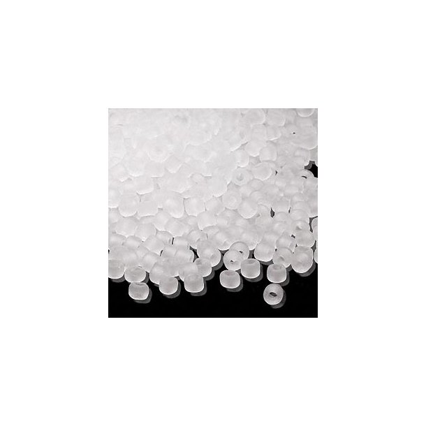 Glass bead, Matsuno seed bead (6/0), transparent, matte, clear, 4x3mm, 680pcs, 40gr