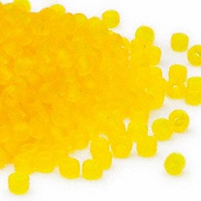Matsuno seedbead (6/0), transparent, matteret, gul, 680 stk, 40gr.