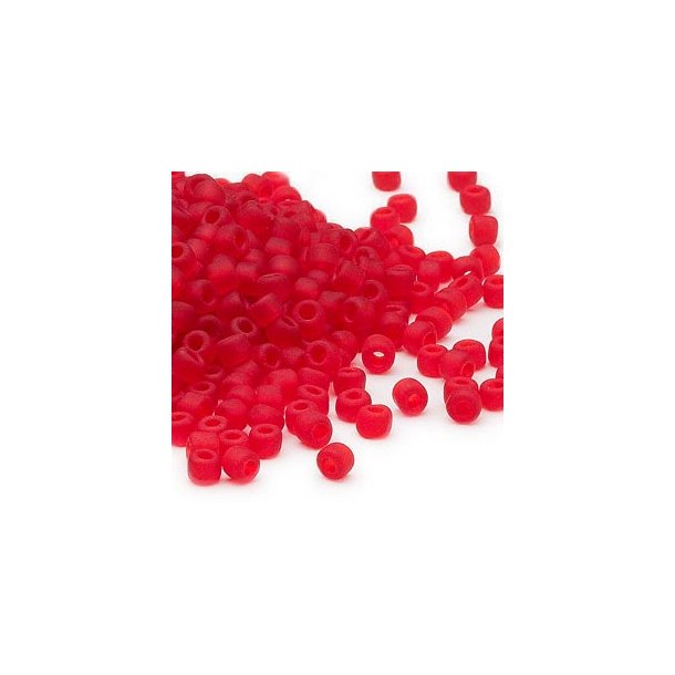 Matsuno seed bead (6/0), transparent, matte, red, 680pcs, 40gr.