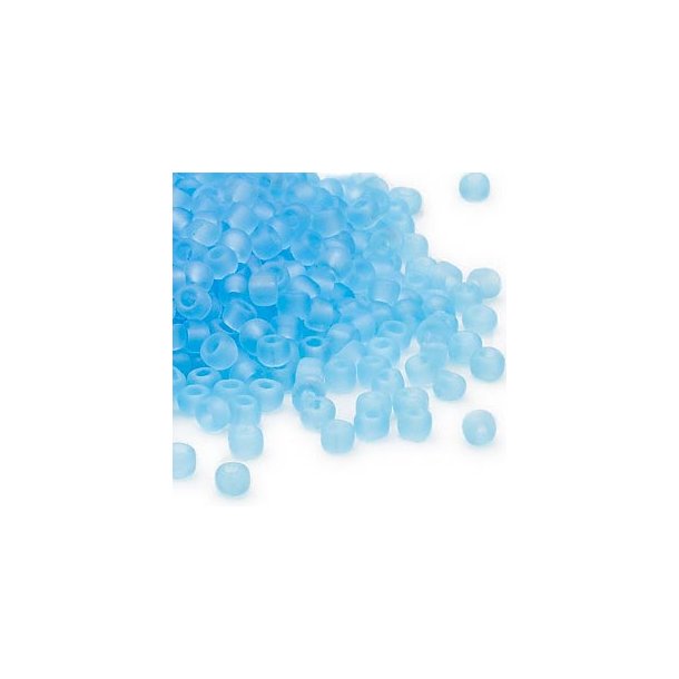 Matsuno seed bead (6/0), transparent, matter, aqua blue, 680pcs, 40gr.
