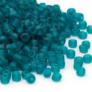 Matsuno seedbead (6/0), transparent, matteret, blgrn, 680 stk, 40gr.