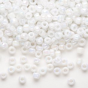 Glasperlen, Matsuno, Rocailles, Regenbogenweiß, 3x4 mm, 680 Stk, 40 Gramm