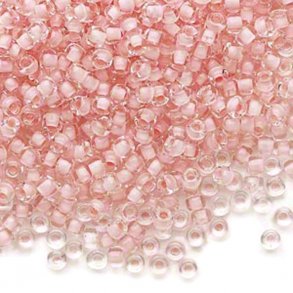 Matsuno seedbead (8/0), klar/fersken, 700 stk, 40gr.