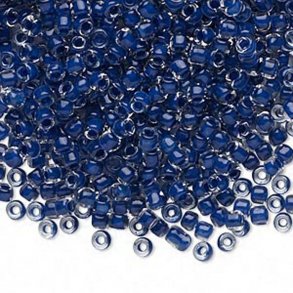 Matsuno seed bead (8/0), clear/cobalt, 700pcs, 40gr
