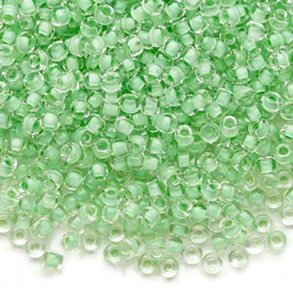 Matsuno seedbead (8/0), klar/grn, 700 stk, 40gr.