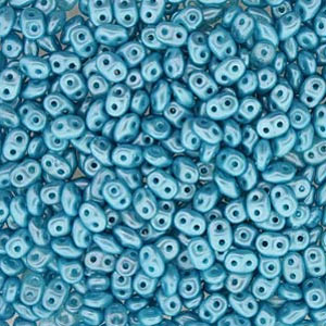 Matubo Mini-Duo, 2-Loch-Perle, pastel aqua, opak, 2x4 mm, 8g, ca. 180 Stk