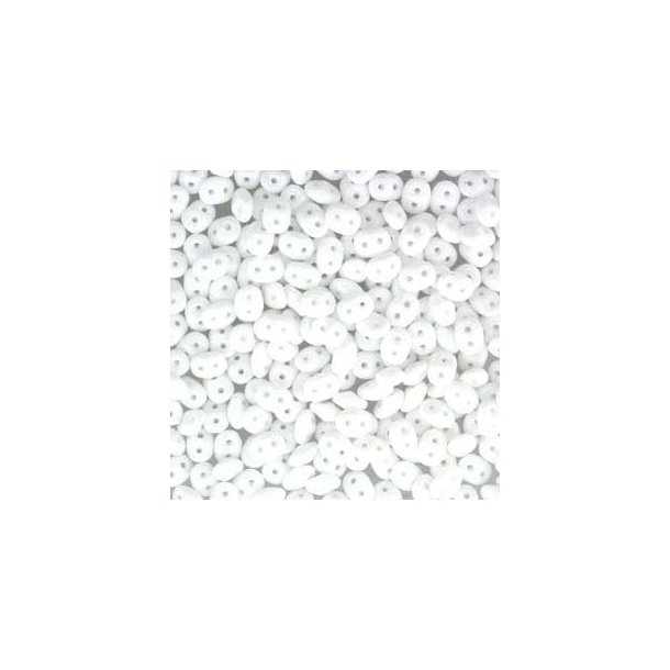 Matubo Mini-duo, 2-hole bead, chalk white, opaque, 2x4mm, 8g, approx. 180 pcs