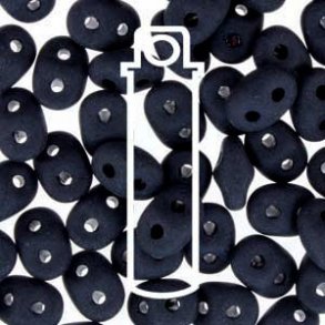 Matubo Mini-Duo, 2-Loch-Perle, mattes Schwarz, undurchsichtig, 2x4 mm, 8 g, ca. 180 Stk