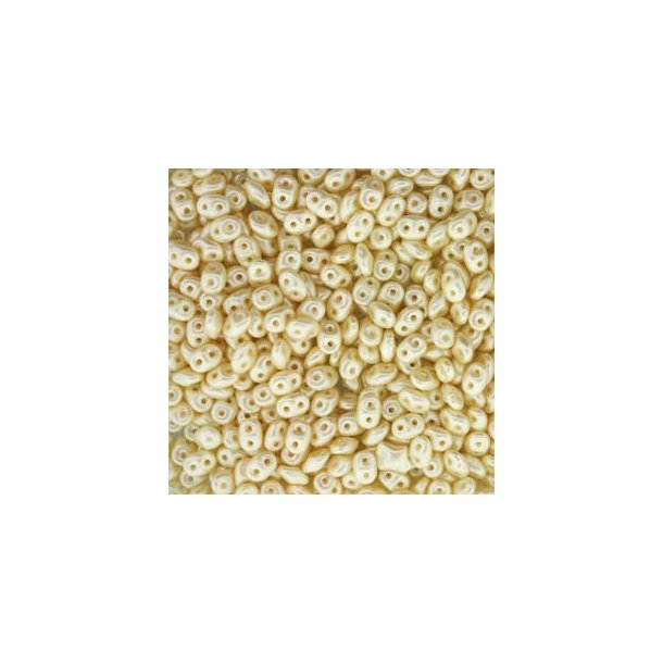 Matubo Mini-duo, 2-hole bead, pastel cream, matte luster, opaque, 2x4mm, 8g, approx. 180 pcs