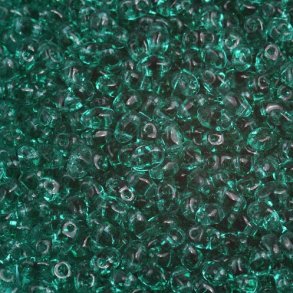 Matubo Mini-duo, 2-hole bead, klar, emerald grün, 2x4mm, 8g, approx. 180 pcs