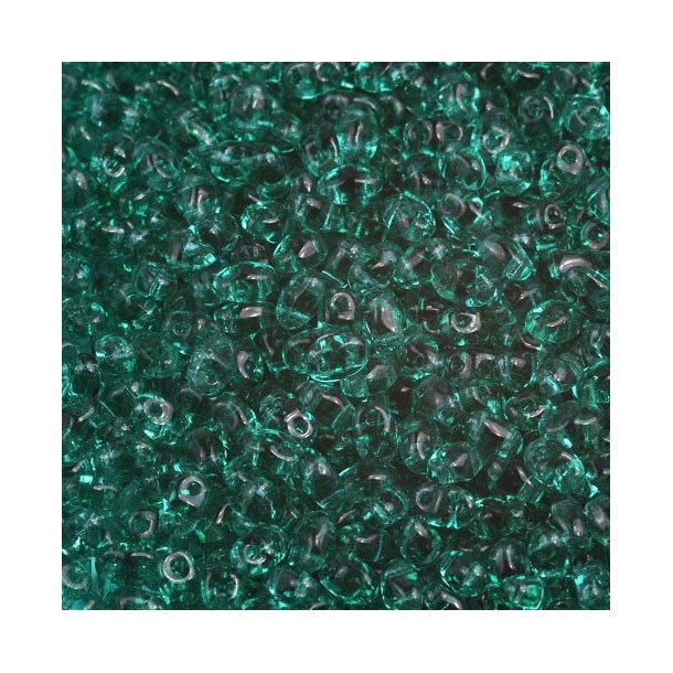 Matubo Mini-duo, 2-hole bead, klar, emerald gr&uuml;n, 2x4mm, 8g, approx. 180 pcs
