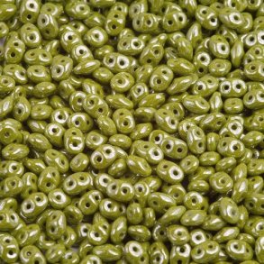 Matubo Mini-duo, 2-hole bead, green-appx, opaque, 2x4mm, 8g, approx. 180 pcs