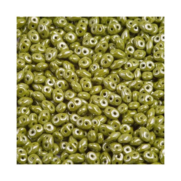 Matubo Mini-duo, 2-hole bead, green-appx, opaque, 2x4mm, 8g, approx. 180 pcs