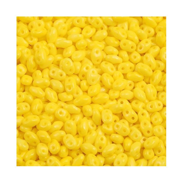 Matubo Mini-duo, 2-hole bead, yellow, opaque, 2x4mm, 8g, approx. 180 pcs