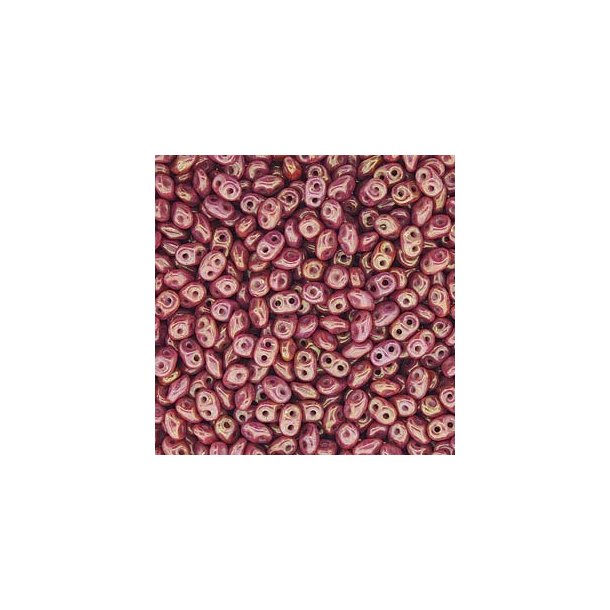 Matubo Mini-duo, 2-hole bead, pink AB, 2x4mm, 8g, approx. 180 pcs