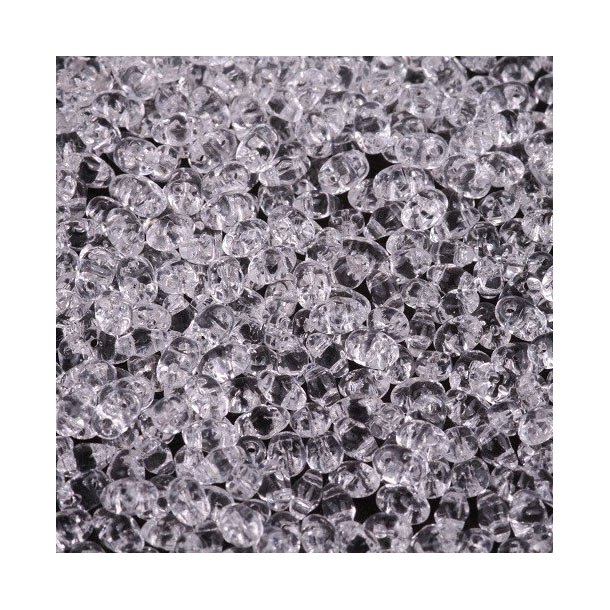 Matubo Mini-duo, 2-hole bead, crystal, transparent, 2x4mm, 8g, approx. 180 pcs