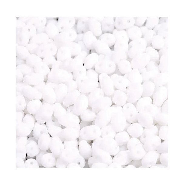 Matubo Mini-duo, 2-hole bead, matte chalk white, opaque, 2x4mm, 8g, approx. 180 pcs