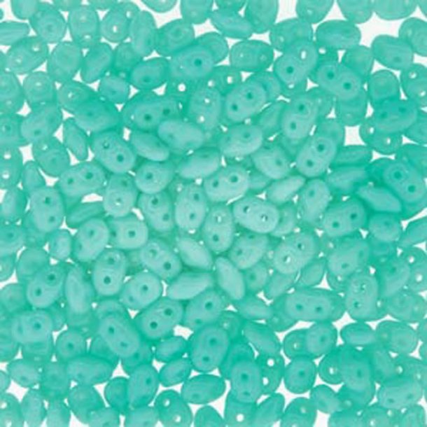 Matubo Mini-duo, 2-hole bead, turquoise, opaque, 2x4mm, 8g, approx. 180 pcs