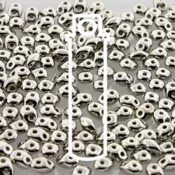 Matubo Mini-Duo, 2-Loch-Perle, dunkles Silber, undurchsichtig, 2x4 mm, 8 g, ca. 180 Stk