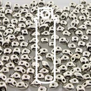 Matubo Mini-duo, 2-hole bead, dark silver, 2x4mm, 8g, approx. 180 pcs