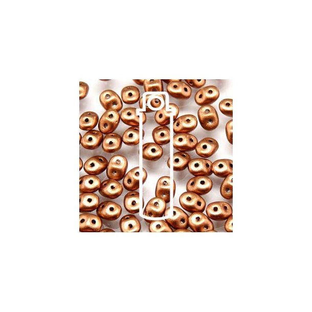 Matubo Mini-duo, 2-hole bead, copper, 2x4mm, 8g, approx. 180 pcs