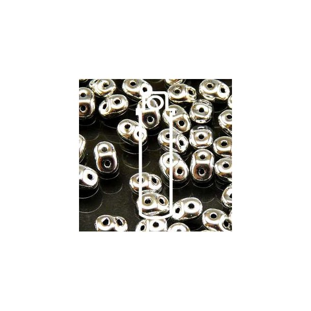 Matubo Mini-duo, 2-hole bead, silver, 2x4mm, 8g, approx. 180 pcs