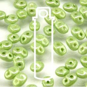 Matubo Mini-Duo, 2-Loch-Perle, hellgrün, undurchsichtig, 2x4 mm, 8 g, ca. 180 Stk
