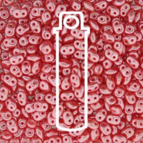 Matubo Mini-duo, 2-hole bead, light coral, 2x4mm, 8g, approx. 180 pcs