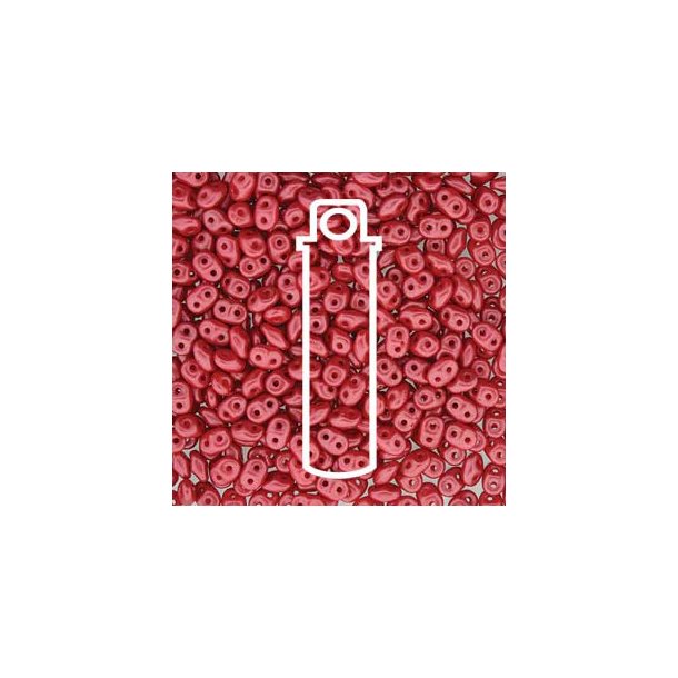 Matubo Mini-duo, 2-hole bead, dark coral, 2x4mm, 8g, approx. 180 pcs