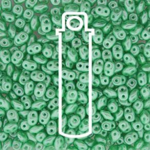 Matubo Mini-duo, 2-hole bead, green, 2x4mm, 8g, approx. 180 pcs