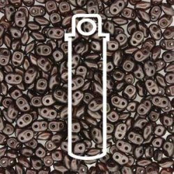 Matubo Mini-Duo, 2-Loch-Perle, braun, undurchsichtig, 2x4 mm, 8 g, ca. 180 Stk