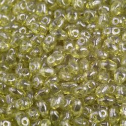 Matubo Mini-Duo, 2-Loch-Perle, olivin-wei&szlig;er Glanz, 2x4mm, 8g, ca. 180 Stk.
