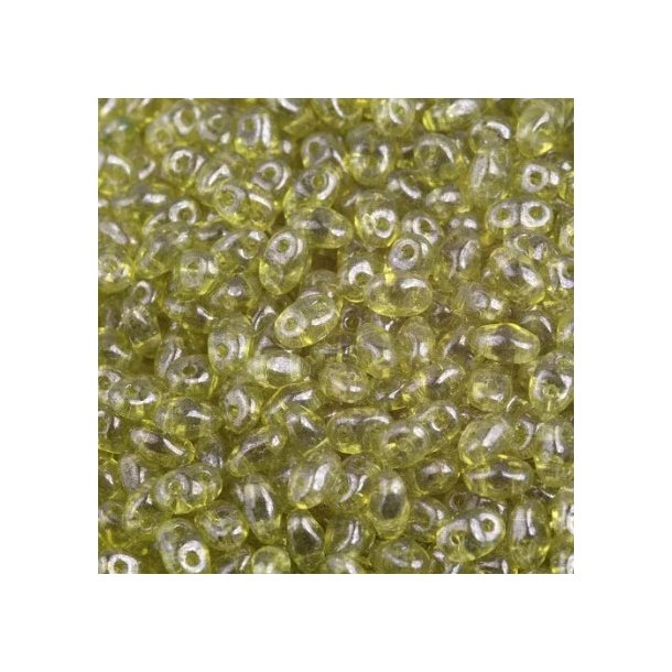 Matubo Mini-duo, 2-hole bead, olivine white luster, 2x4mm, 8g, approx. 180 pcs