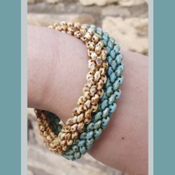 Matubo Mini-Duo, 2-Loch-Perle, Sand Picasso, undurchsichtig, 2x4 mm, 8 g, ca. 180 Stk