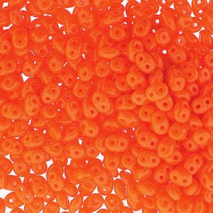 Matubo Super-Duo, 2-Loch-Perle, glänzend, neon orange, opak, 2,5x5mm, 22g, 360 Stk