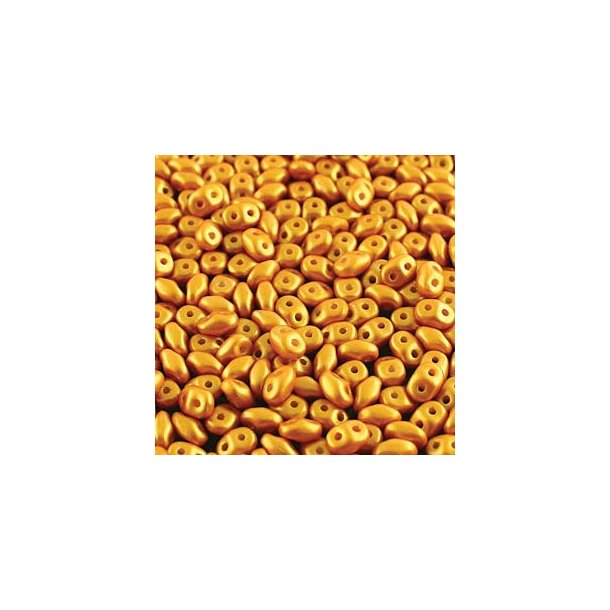 Matubo Super-duo, 2-hole bead, yellow/gold, opaque, 2.5x5mm, 22g, approx. 360 pcs